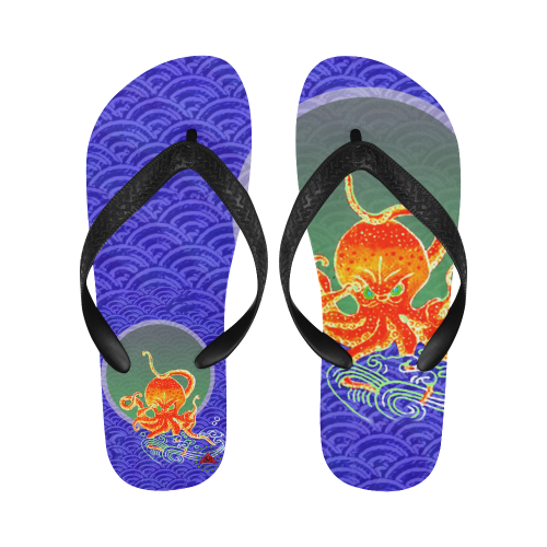 The Lowest of Low Japanese Angry Octopus Flip Flops for Men/Women (Model 040)