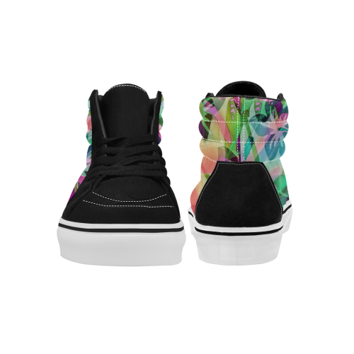 trendy floral mix 818B by JamColors Women's High Top Skateboarding Shoes/Large (Model E001-1)