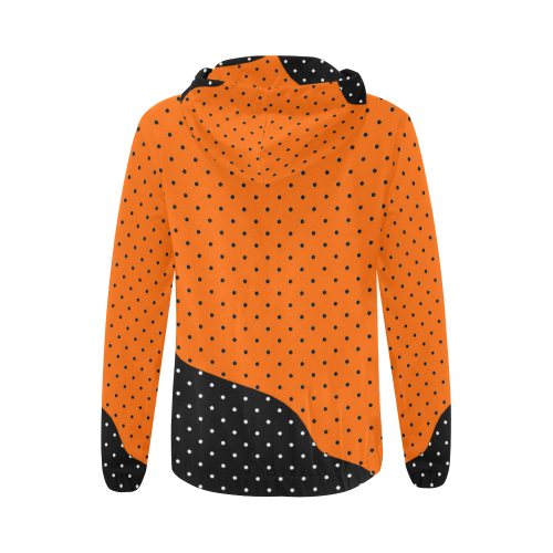 Halloween Black Orange Polka Dots All Over Print Full Zip Hoodie for Women (Model H14)