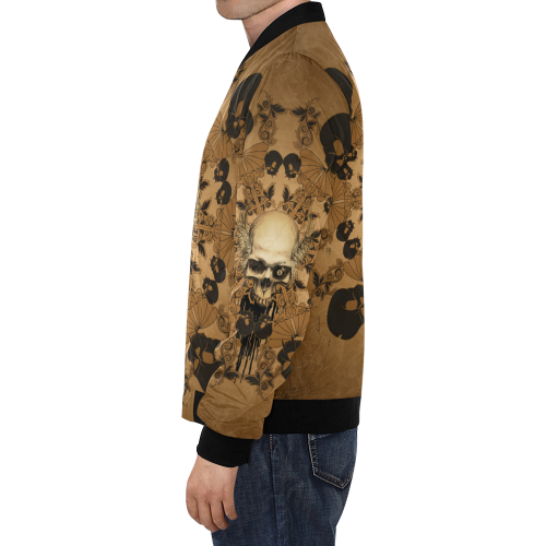 Skull with skull mandala on the background All Over Print Bomber Jacket for Men/Large Size (Model H19)