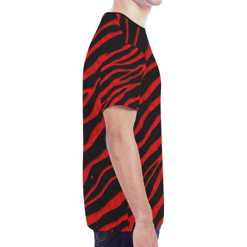 Ripped SpaceTime Stripes - Red New All Over Print T-shirt for Men/Large Size (Model T45)