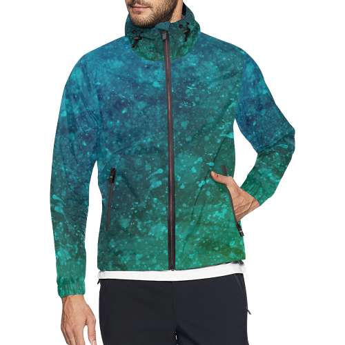 Blue and Green Abstract Unisex All Over Print Windbreaker (Model H23)