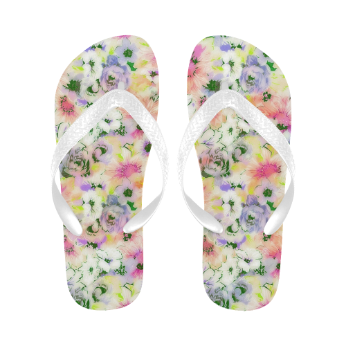 pretty spring floral Flip Flops for Men/Women (Model 040)