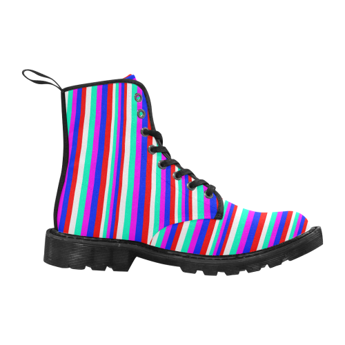 Colored Stripes - Fire Red Royal Blue Pink Mint Wh Martin Boots for Men (Black) (Model 1203H)