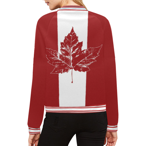 Cool Canada Jacket Retro All Over Print Bomber Jacket for Women (Model H21)