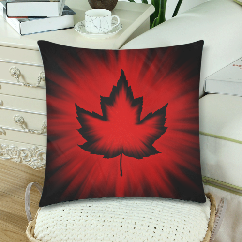 Canada Maple Leaf Souvenir Pillow Cases Black Custom Zippered Pillow Cases 18"x 18" (Twin Sides) (Set of 2)