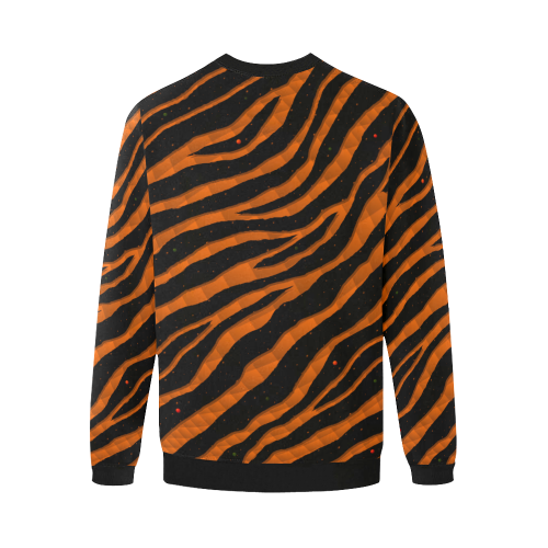 Ripped SpaceTime Stripes - Orange Men's Oversized Fleece Crew Sweatshirt (Model H18)