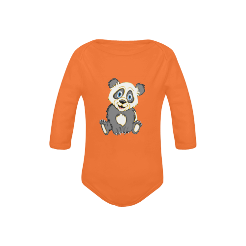 Smiling Panda Orange Baby Powder Organic Long Sleeve One Piece (Model T27)