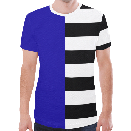 Blue and Stripes Mixed Print New All Over Print T-shirt for Men (Model T45)
