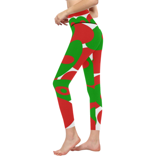 Red and Green Orbs Women's All Over Print High-Waisted Leggings (Model L36)