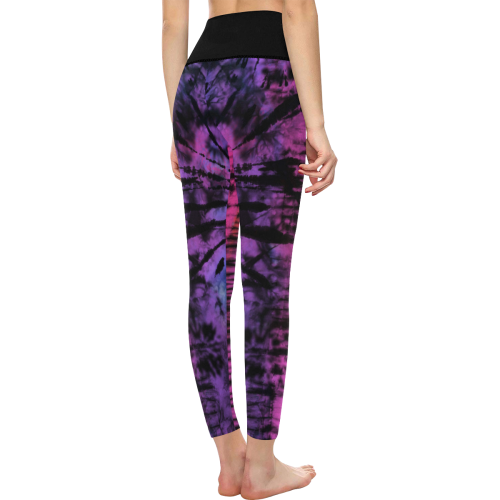 Crumple To Lined Tie Dye Women's All Over Print High-Waisted Leggings (Model L36)
