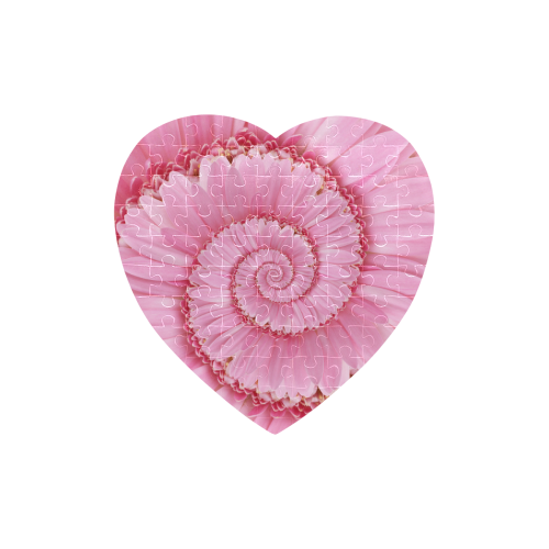 Droste Pink Gerbera Flower Spiral Heart Puzzle Heart-Shaped Jigsaw Puzzle (Set of 75 Pieces)