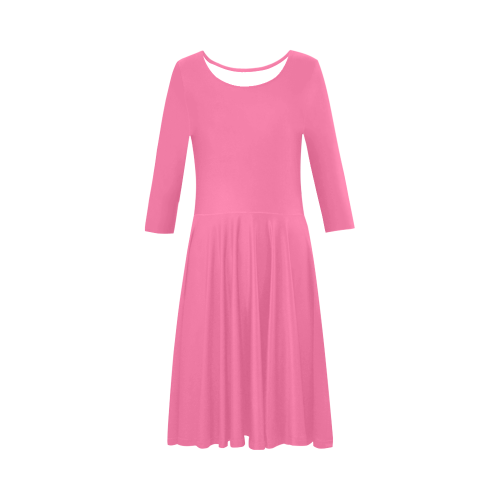 color French pink Elbow Sleeve Ice Skater Dress (D20)