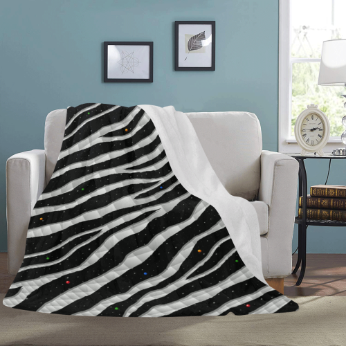 Ripped SpaceTime Stripes - White Ultra-Soft Micro Fleece Blanket 60"x80"