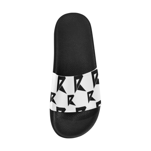 Black & White Pattern Slide Men's Slide Sandals (Model 057)