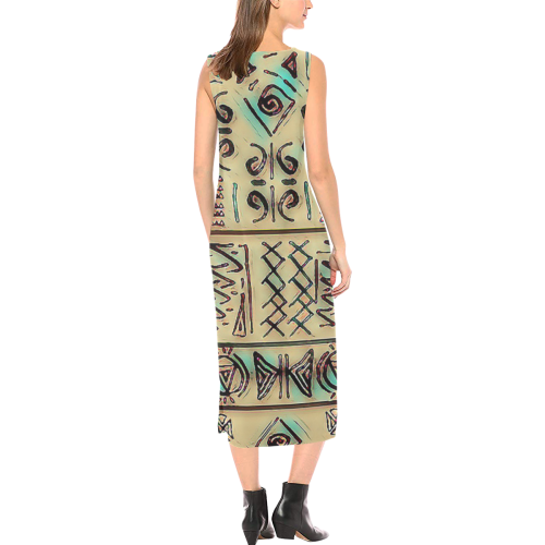 Egyptian Markings4 Phaedra Sleeveless Open Fork Long Dress (Model D08)