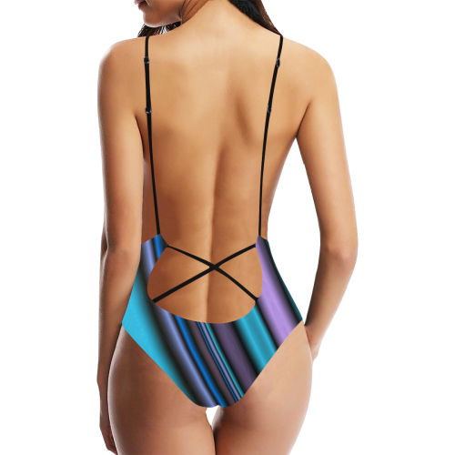 Cool Tones Sexy Lacing Backless One-Piece Swimsuit (Model S10)