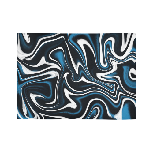 Blue, Black and White Estonia Swirls Area Rug7'x5'
