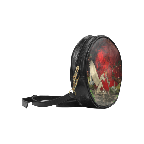 Cute little fairy and pegasus Round Sling Bag (Model 1647)