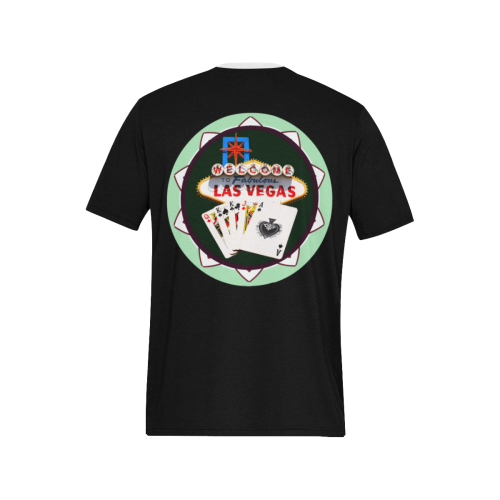 LasVegasIcons Poker Chip - Poker Hand Black Men's All Over Print T-Shirt (Solid Color Neck) (Model T63)