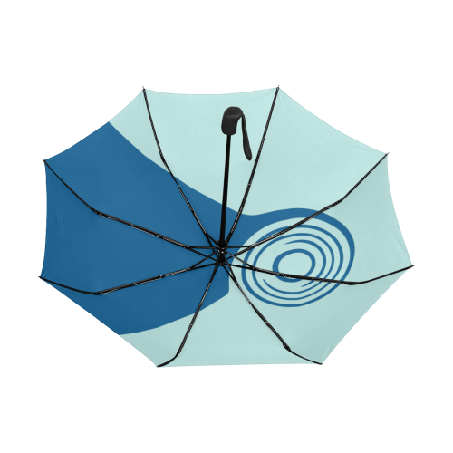 Classic Blue Angle Curl on Bleached Coral Anti-UV Auto-Foldable Umbrella (Underside Printing) (U06)