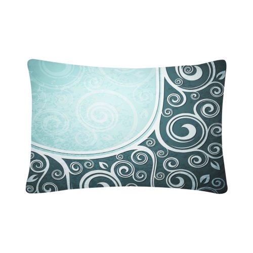 Abstract-Vintage-Floral-Blue Custom Pillow Case 20"x 30" (One Side) (Set of 2)