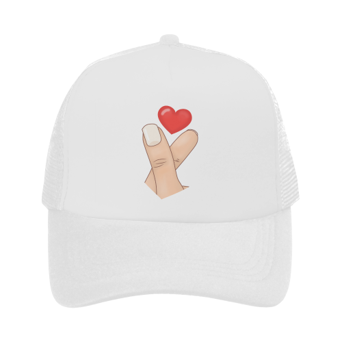 Finger Heart / White Trucker Hat
