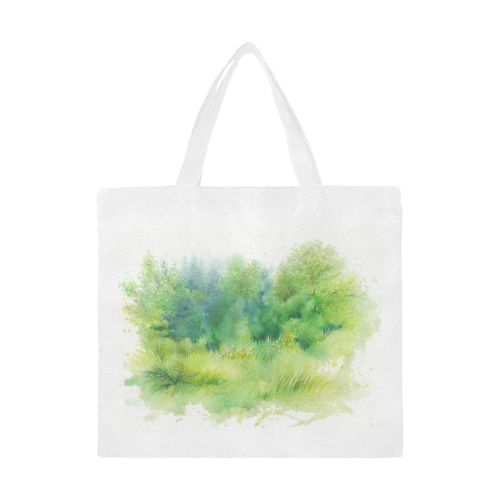 Inviting Greenery Landscape Watercolors Canvas Tote Bag/Large (Model 1702)