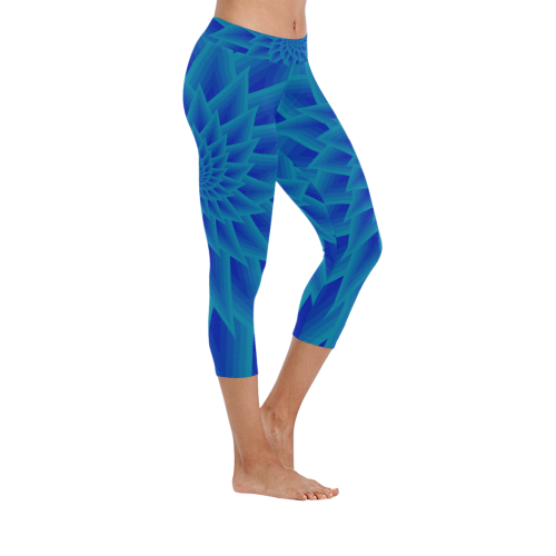 Royal blue georgina Women's Low Rise Capri Leggings (Invisible Stitch) (Model L08)