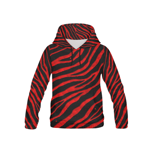 Ripped SpaceTime Stripes - Red All Over Print Hoodie for Kid (USA Size) (Model H13)