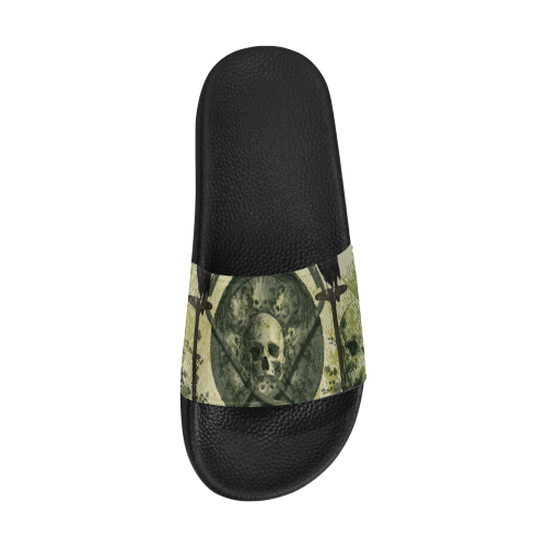 Skulls with crows Men's Slide Sandals (Model 057)