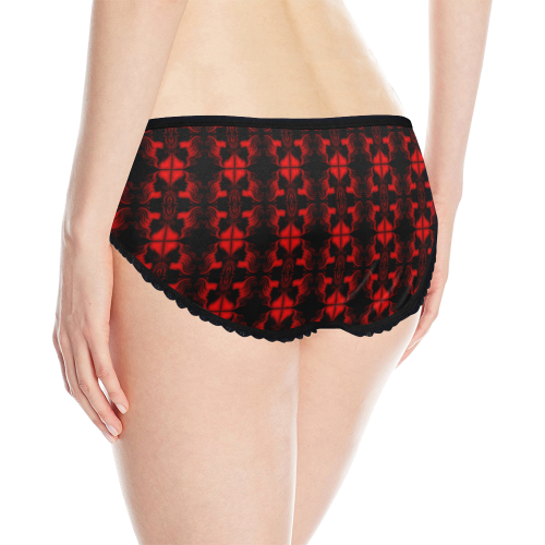 Abstract Flowing  * Red on Black Women's All Over Print Classic Briefs (Model L13)