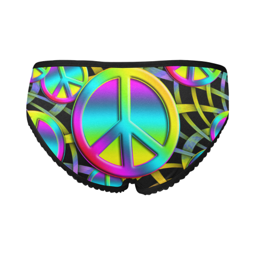 Neon Colorful PEACE pattern Women's All Over Print Girl Briefs (Model L14)