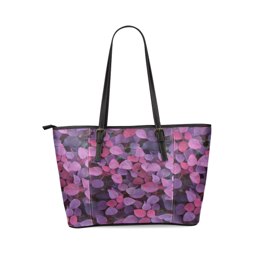 Rainbow leafs Leather Tote Bag/Large (Model 1640)