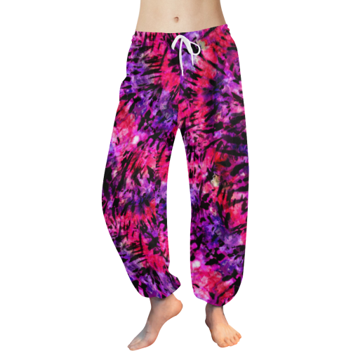 Pink N Purple Batik Tie Dye Women's All Over Print Harem Pants (Model L18)
