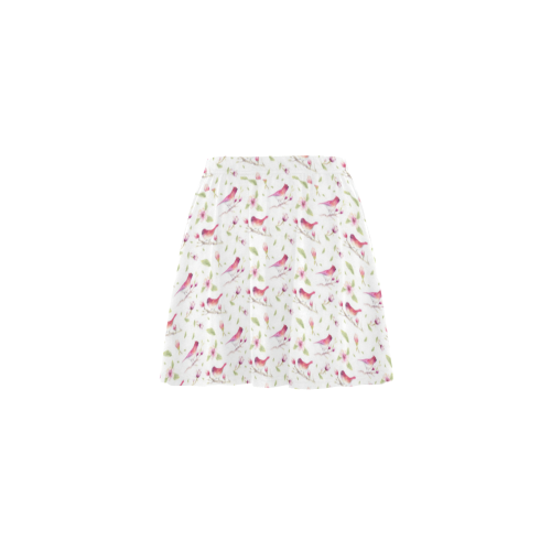 Lovely Pattern with Birds and Flowers Mini Skating Skirt (Model D36)