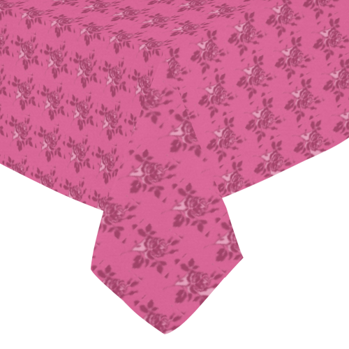 Rosey Rose Vintage Cotton Linen Tablecloth 52"x 70"
