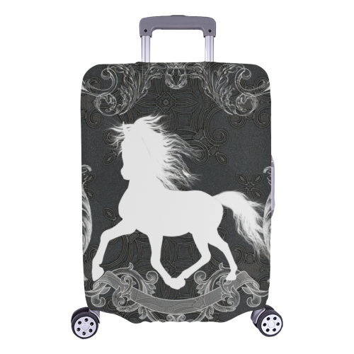 Horse, black and white Luggage Cover/Large 26"-28"