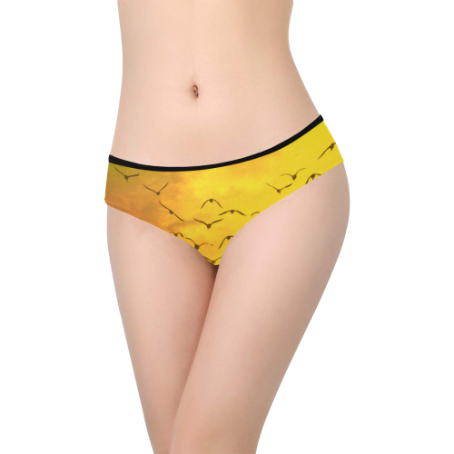 Trendy Birds, yellow by JamColors Women's Hipster Panties (Model L33)