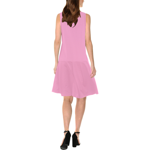 pink solid Sleeveless Splicing Shift Dress(Model D17)