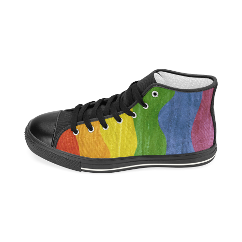 Gay Pride - Rainbow Flag Waves Stripes 3 Women's Classic High Top Canvas Shoes (Model 017)