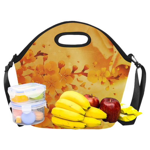 Floral design, soft colors Neoprene Lunch Bag/Large (Model 1669)