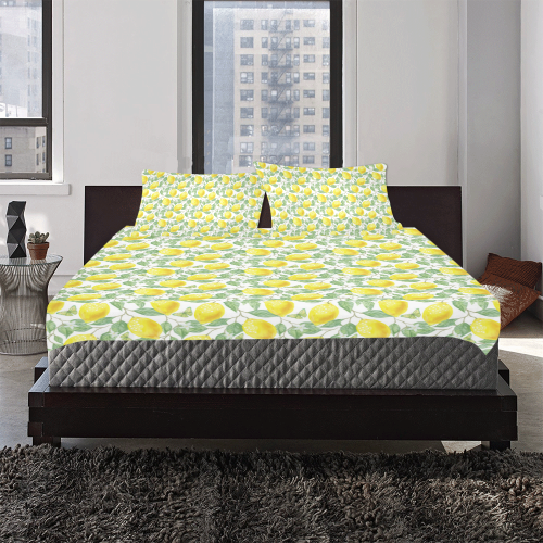 Lemons And Butterfly 3-Piece Bedding Set