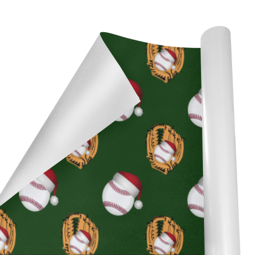 Christmas Baseball and Glove Sports Green Gift Wrapping Paper 58"x 23" (2 Rolls)
