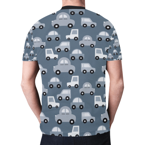 gray cartoon cars New All Over Print T-shirt for Men/Large Size (Model T45)