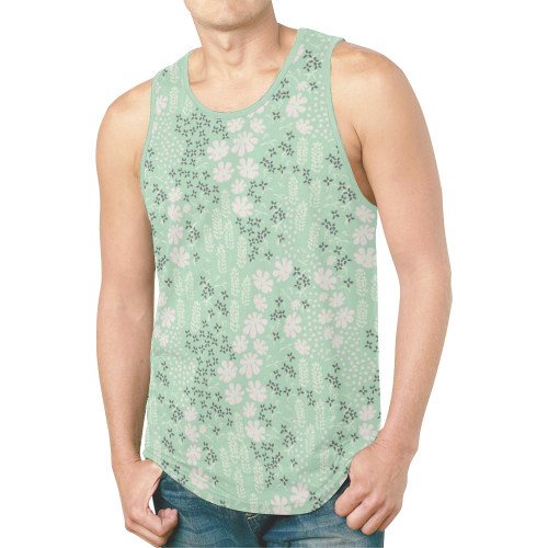Mint Floral Pattern New All Over Print Tank Top for Men (Model T46)