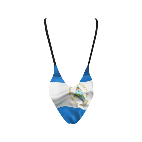 Nicaragua Flag Sexy Low Back One-Piece Swimsuit (Model S09)