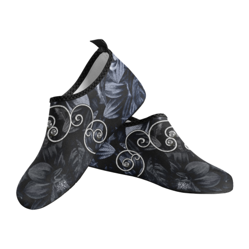 Flower power in blue Men's Slip-On Water Shoes (Model 056)