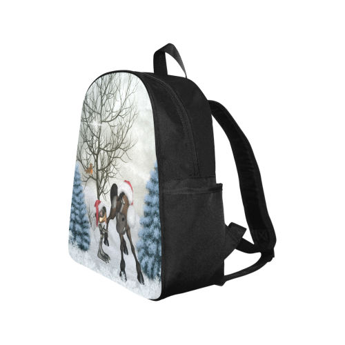Christmas cute bird and horse Multi-Pocket Fabric Backpack (Model 1684)