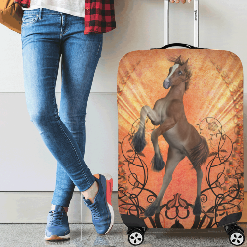 Awesome, cute foal with floral elements Luggage Cover/Large 26"-28"